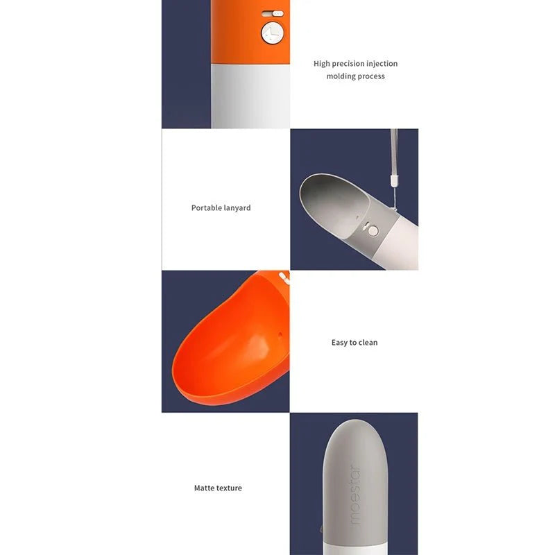 Portable Pet Water Bottle – 270ml Splash-Proof Rocket Cup with One-Key Lock | BPA-Free ABS