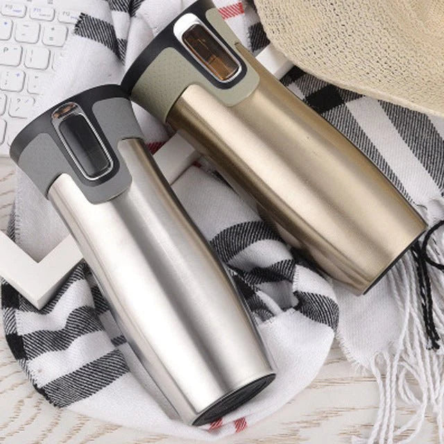Vacuum-Insulated Stainless Steel Travel Mug – Thermal Tea Bottle & Water Flask | Leak‑Proof & Sweat‑Free